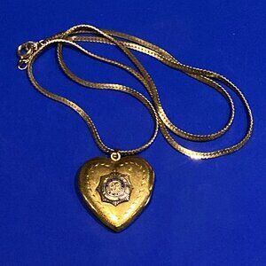 Gold filled sweetheart locket - Royal Canadian Army Service Corps (WWII) + chain